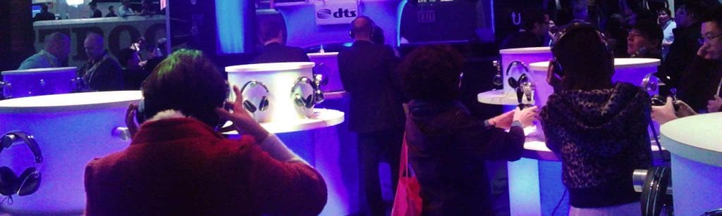A listening experience inside the DTS booth.