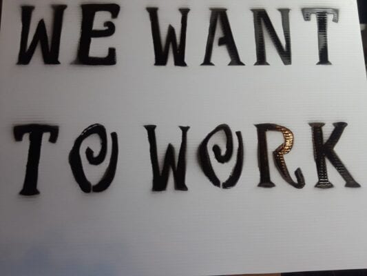 We Want to Work Signs
