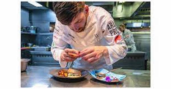 young chef young waiter