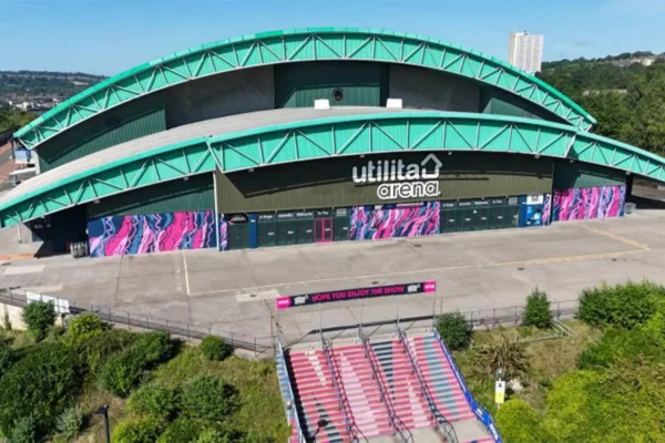 Front entrance of Utilita Arena Newcastle, now expanding into conferences and corporate events under Legends Global’s new strategy.