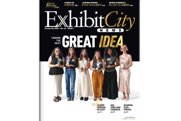 Exhibit City News Oct./Nov./Dec. 2026 cover featuring six people holding awards
