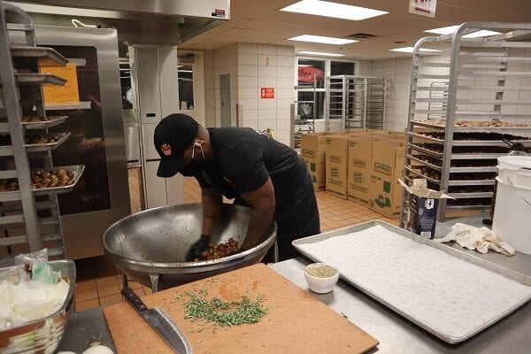 single chef in kitchen