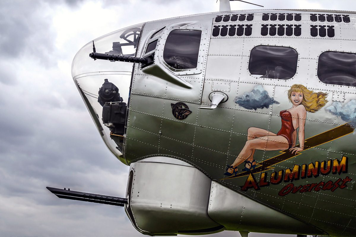 Close-up of a historic aircraft on display at EAA AirVenture Oshkosh.