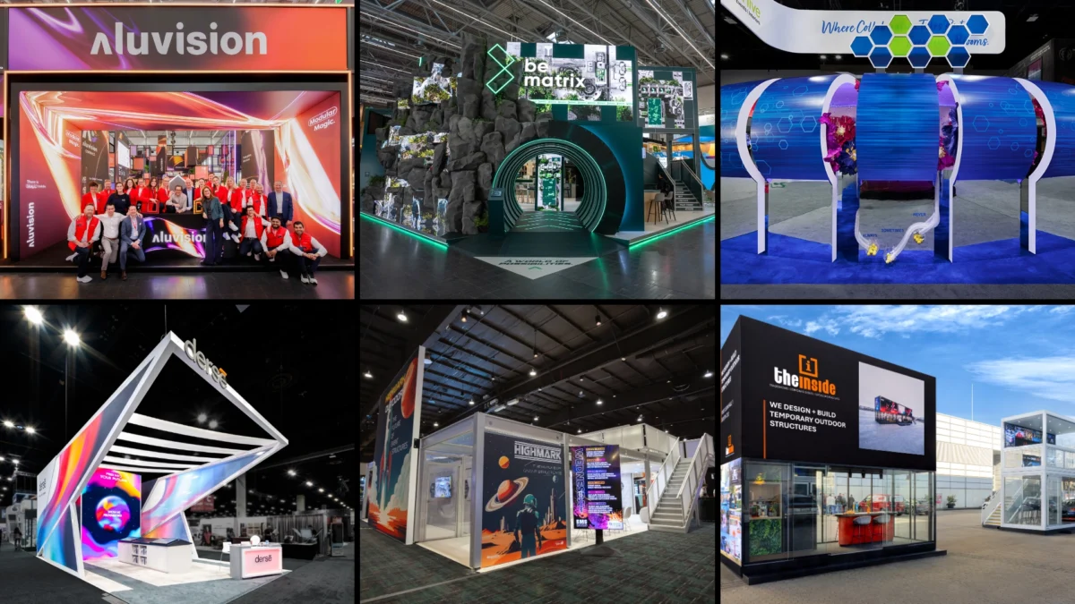 Composite of finalists for the 2026 ExSys Awards Best Self-Promoting Exhibit category