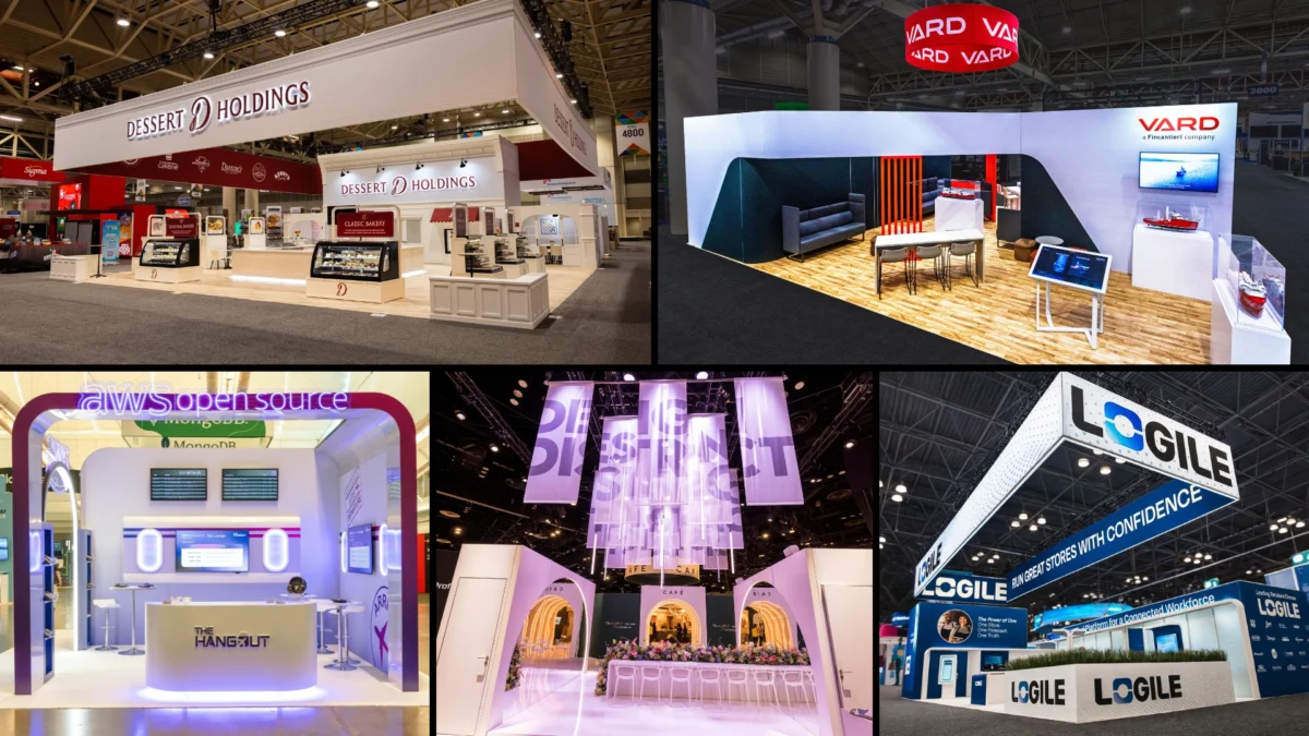 Composite of finalists for the 2026 ExSys Awards Best Fabric Exhibit category