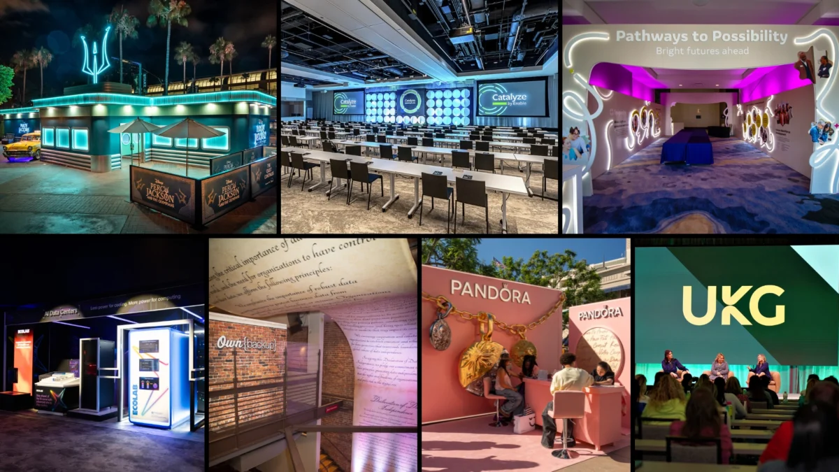 Composite of finalists for the 2026 ExSys Awards Best Event Design category