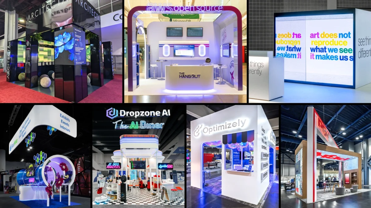 Composite of finalists for the 2026 ExSys Awards Best Small Island Exhibit category