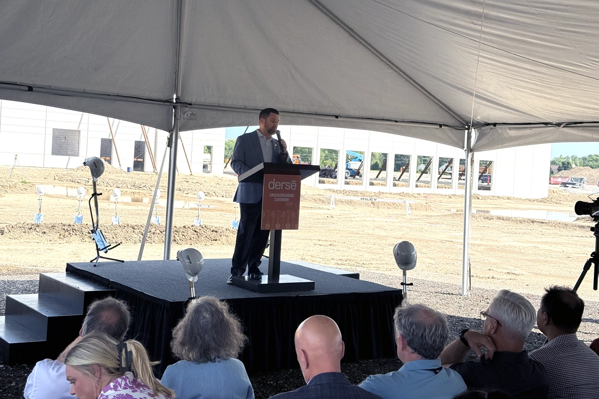 Brett Haney speaks at Derse’s Oak Creek headquarters groundbreaking