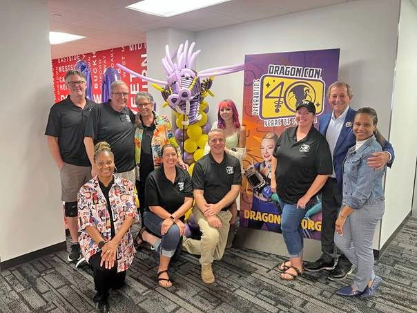 Dragon Con and ACVB representatives gather for the convention’s 40th anniversary celebration in Atlanta