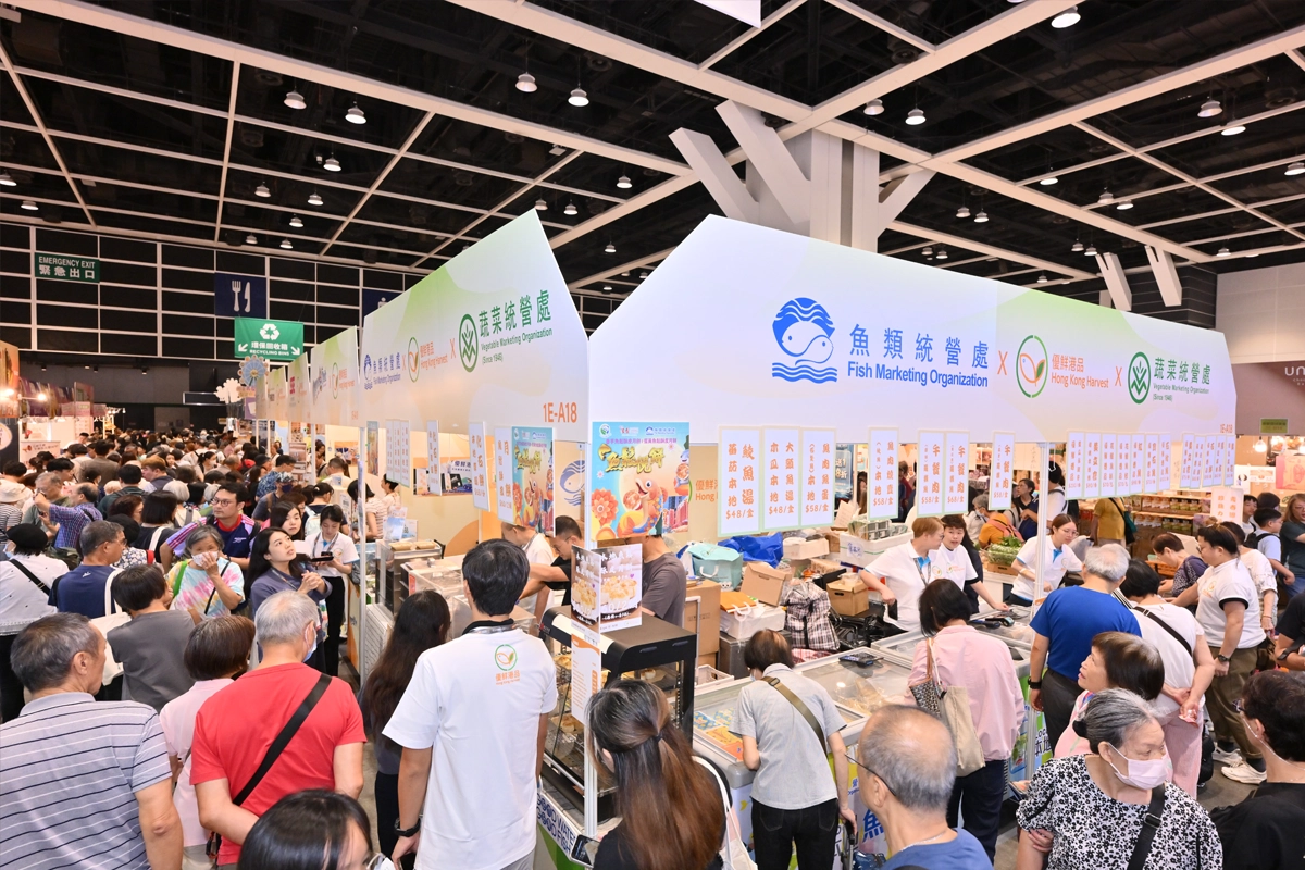Visitors explore Hong Kong Harvest displays at the HKTDC Food Expo