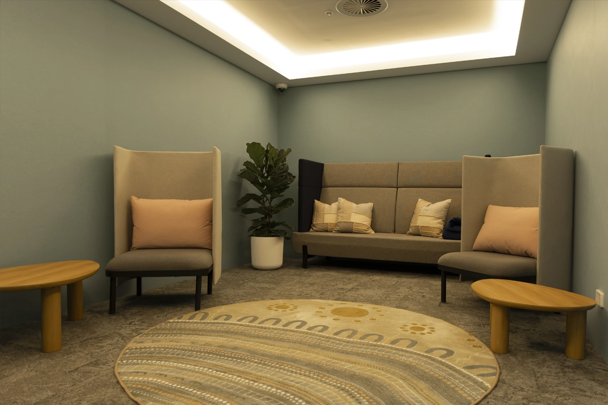 ICC Sydney’s accredited Quiet Room with low-stimulation seating and soft lighting