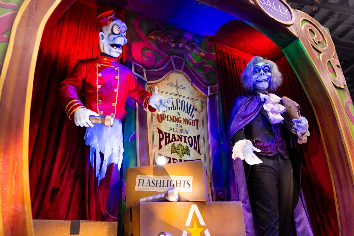 Sally Dark Rides and Six Flags themed attraction display at IAAPA Expo 2025