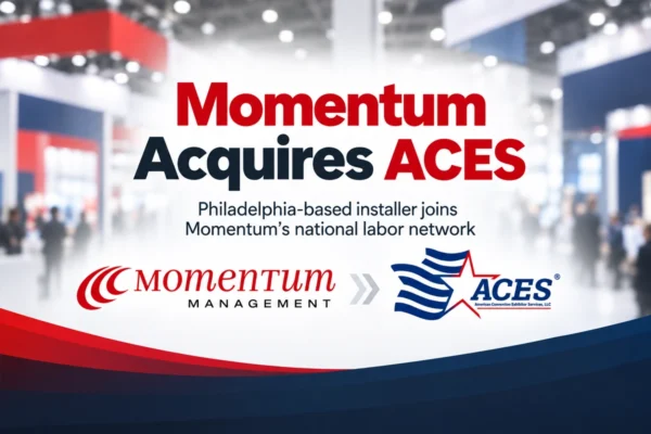 Momentum Management acquisition graphic featuring the Momentum and ACES logos